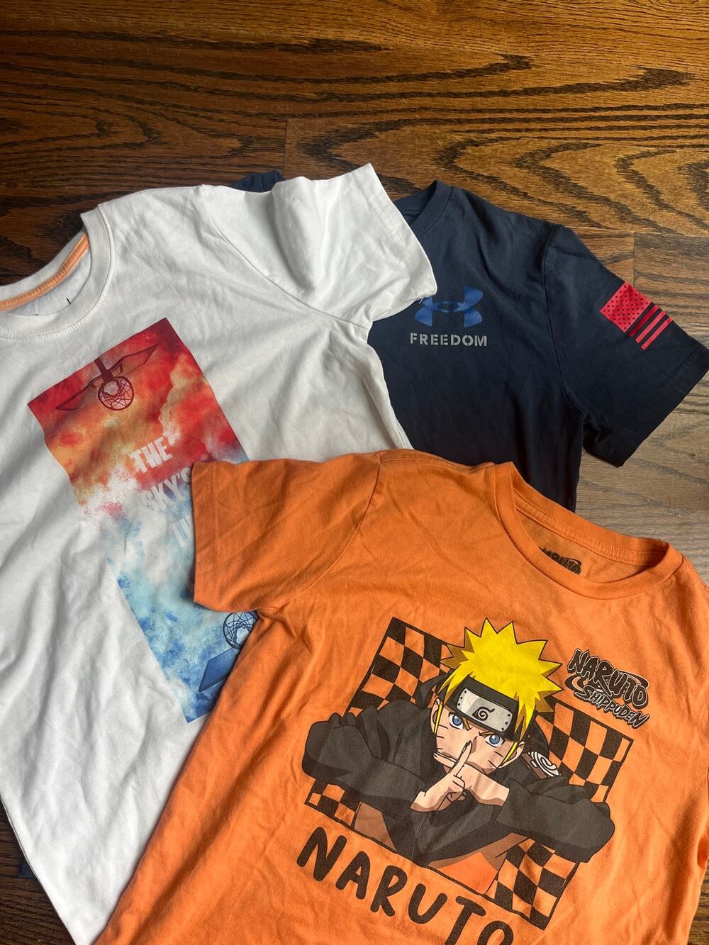 Naruto Under Armor Freedom Xersion boys bundle of 3 Tshirts Sz. L cotton
